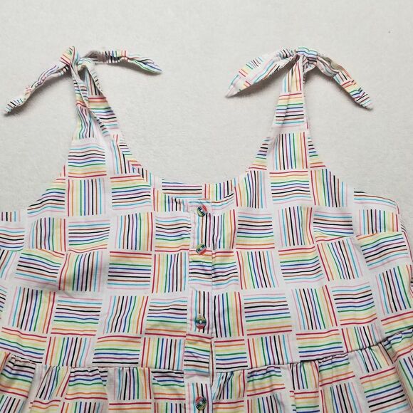 Target L Dress Take Pride Linen Blend Tie Shoulder Rainbow Babydoll Sun Beach - Picture 4 of 7